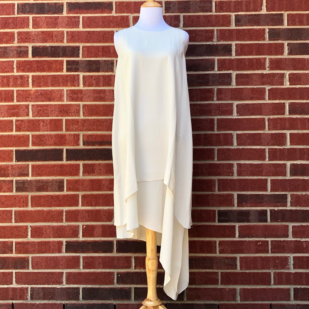 EILEEN FISHER Ivory Silk Asymmetrical Dress
